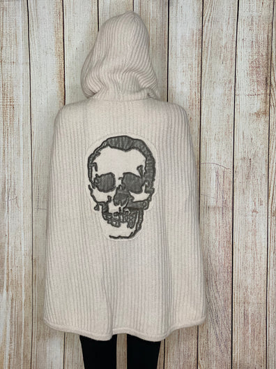 Alpaca Skull Back Hooded Poncho